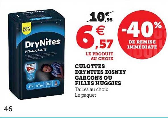 culottes drynites disney garçons ou filles huggies