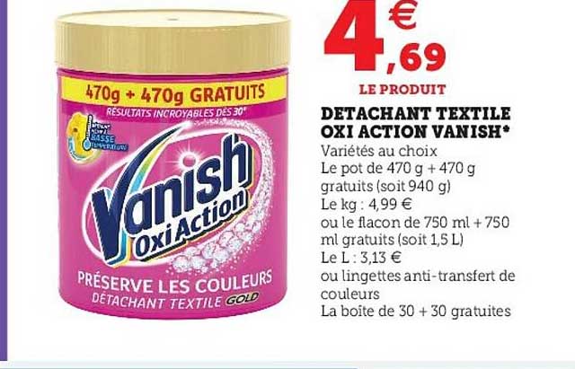 détachant textile oxi action vanish