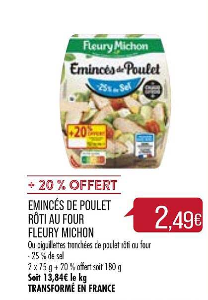 émincés de poulet rôti au four fleury michon
