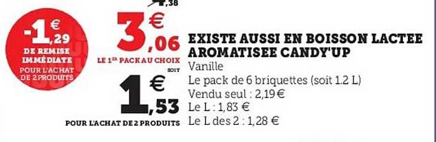 existe aussi en boisson lactée aromatisée candy'up