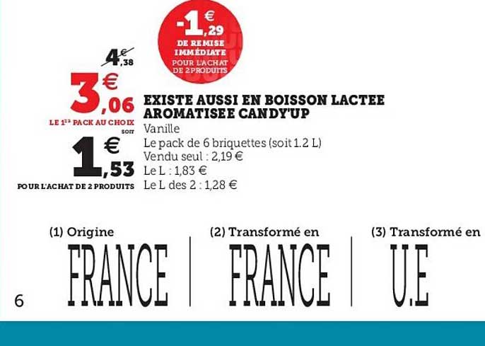 existe aussi en boisson lactée aromatisée candy'up