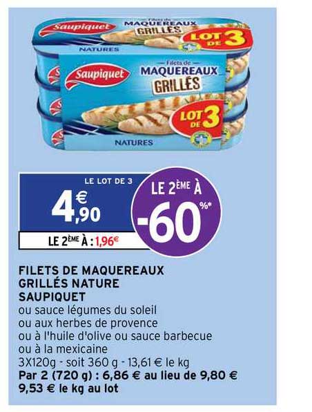 Filets De Maquereaux Grillés Nature Saupiquet