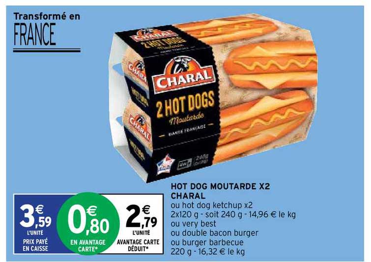 hot dog moutarde x2 charal