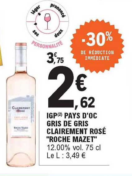 igp pays d'oc gris de gris clairement rosé "roche mazet"