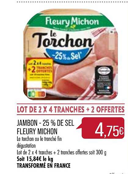 jambon -25% de sel fleury michon
