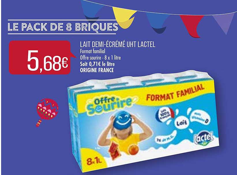 lait demi-écrémé uht lactel
