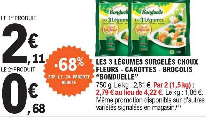 Les 3 Légumes Surgelés Choux Fleurs - Carottes - Brocolis "bonduelle"