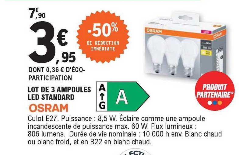Lot De 3 Ampoules Led Standard Ostram