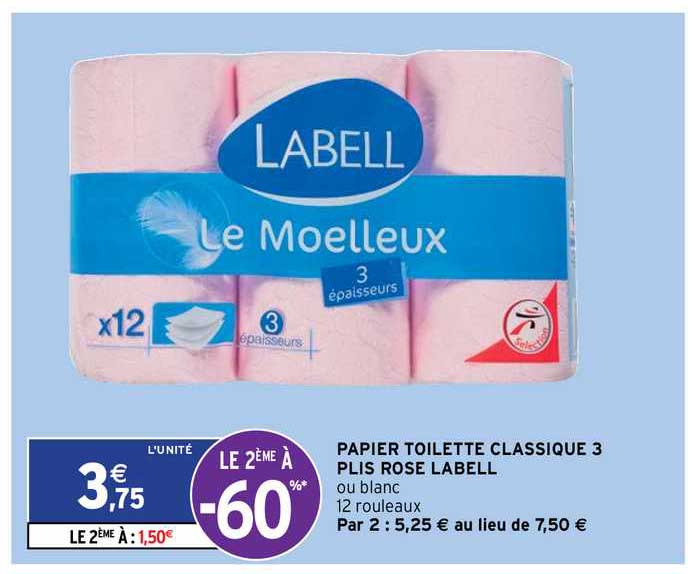 papier toilette classic 3 plis rose labell