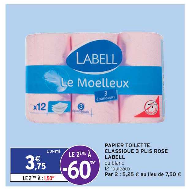 papier toilette classique 3 plis rose labell