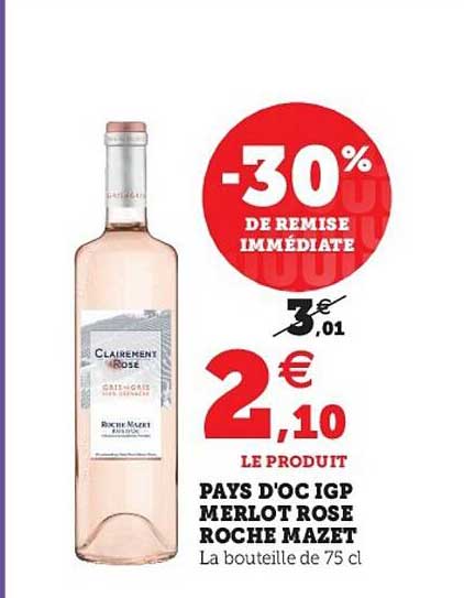 pays d'oc igp merlot rose roche mazet