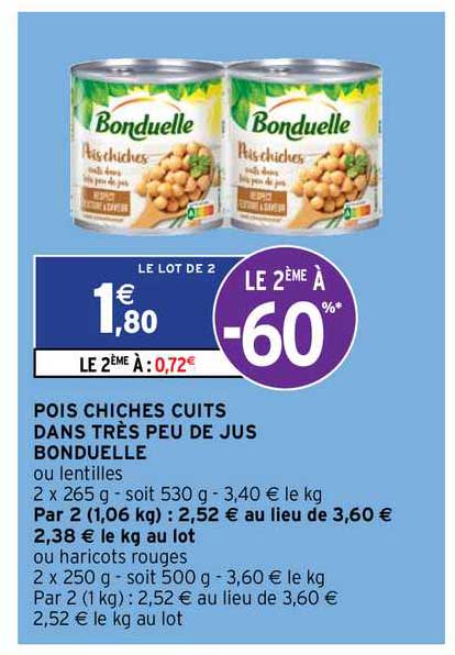 pois chiches cuits dans très peu de jus bonduelle