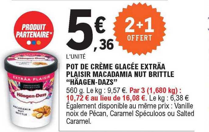 pot de crème glacée exträa plaisir macadamia nut brittle "häagen-dazs"