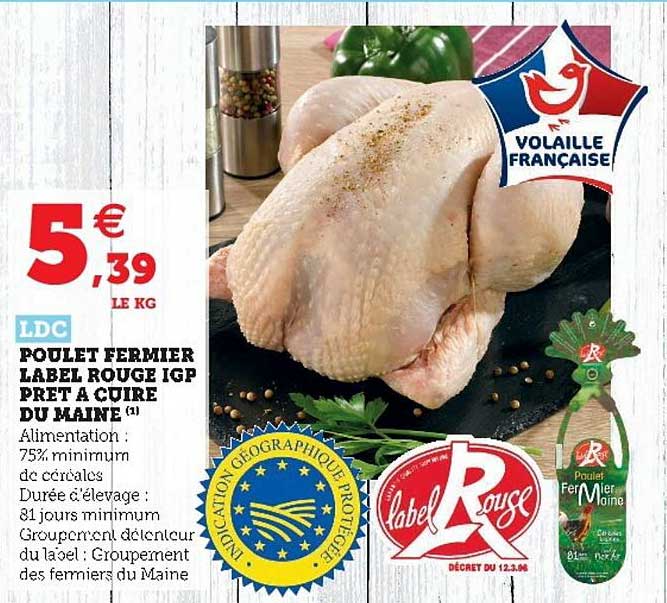 poulet fermier label rouge igp prêt à cuire du maine ldc