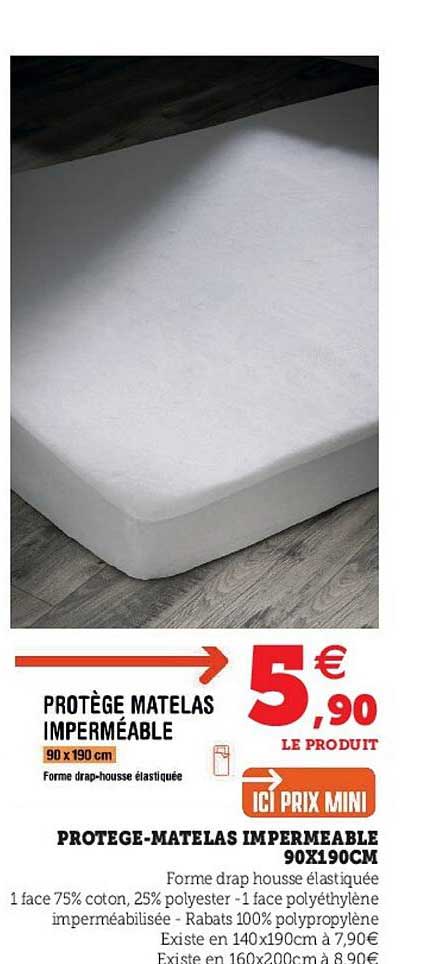 protège-matelas imperféable 90 x 190 cm