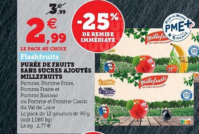 Purée De Fruits Sans Sucres Ajoutés Millefruits Flashfruits