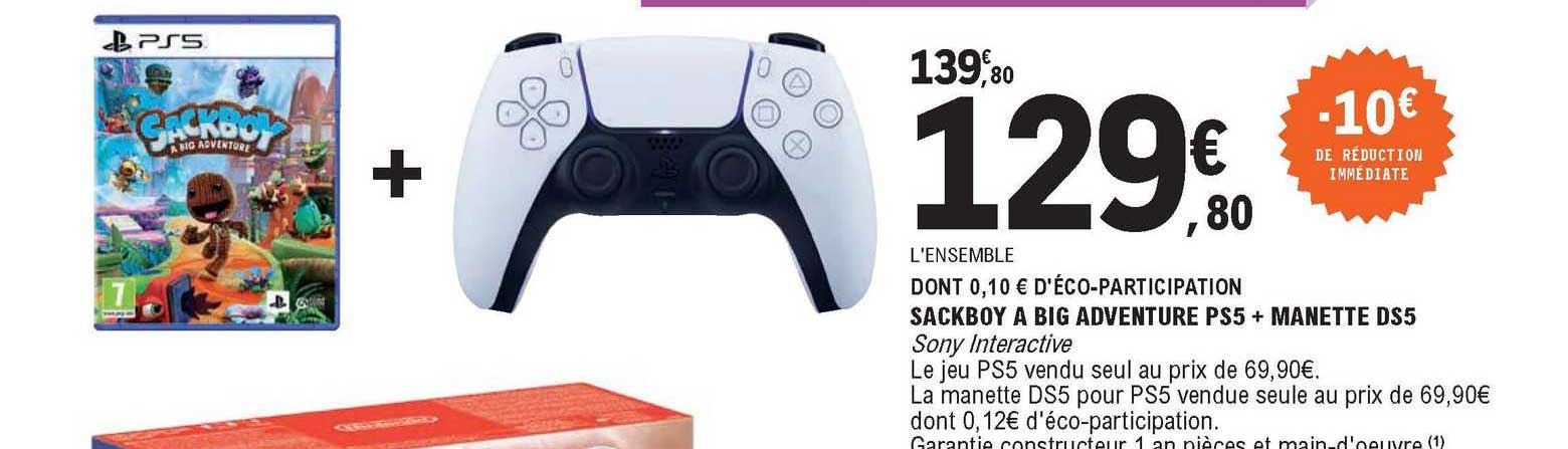 sackboy a big adventure ps5 + manette ds5 sony interactive
