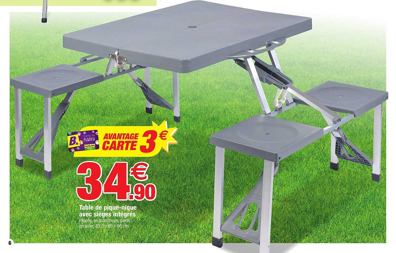 table de pique-nique avec sièges intégrés