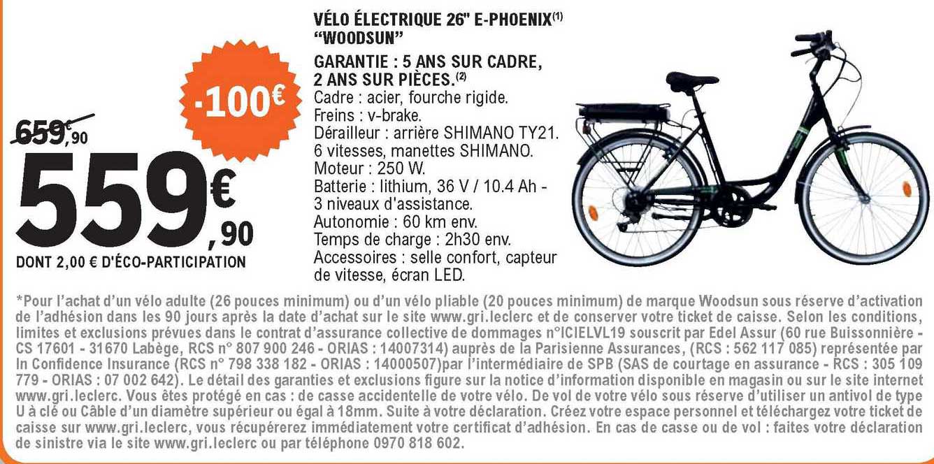 Vélo électrique 26" E-phoenix "woodsun"