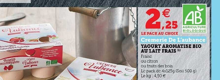 yaourt aromatisé bio au lait frais crèmerie de l'aubance