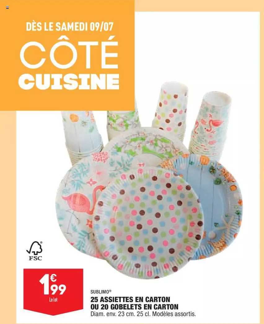 25 Assiettes En Carton Ou 20 Gobelets En Carton Sublimo