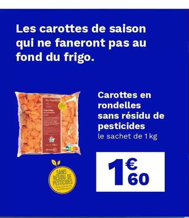 carottes en rondelles sans résidu de pesticides
