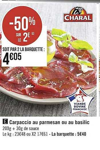 Carpaccio Au Parmesan Ou Au Basilic