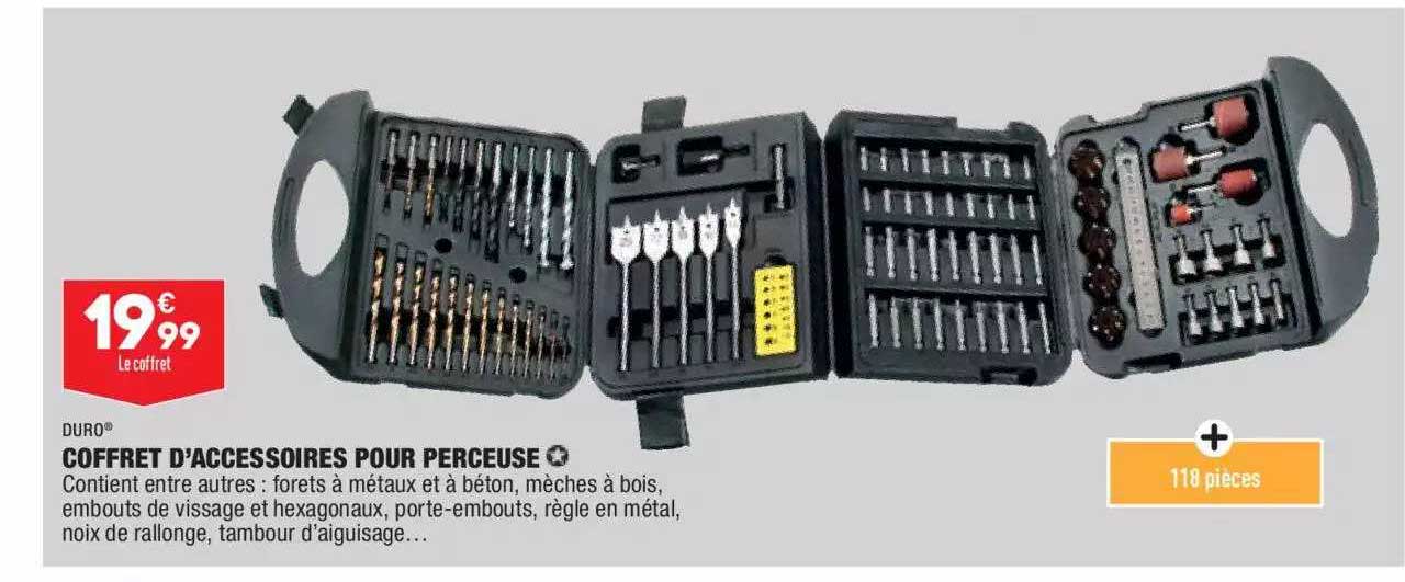 coffret d'accessoires pour perceuse duro