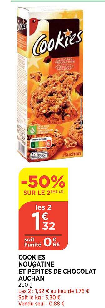 Cookies Nougatine Et Pépites De Chocolat Auchan