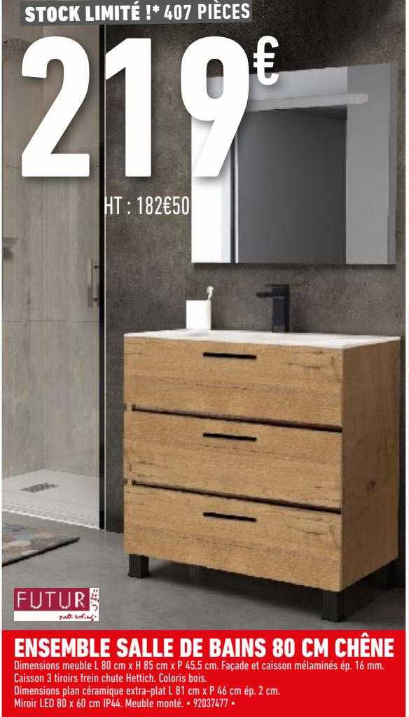 Ensemble Salle De Bains 80 Cm Chêne