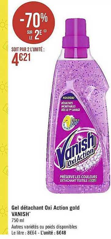 gel détachant oxi action gold vanish