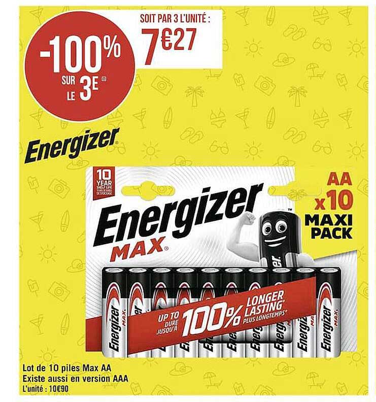 lot de 10 piles max aa existe aussi en version aaa