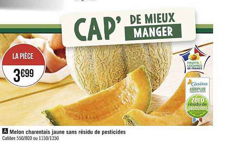 melon charentais jaune sans résidu de pesticides