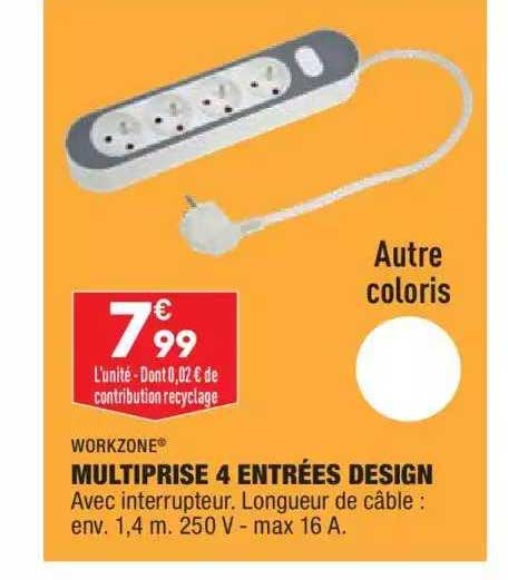 multiprise 4 entrées design workzone