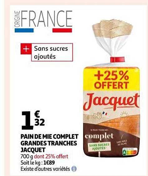pain de mie complet grandes tranches jacquet