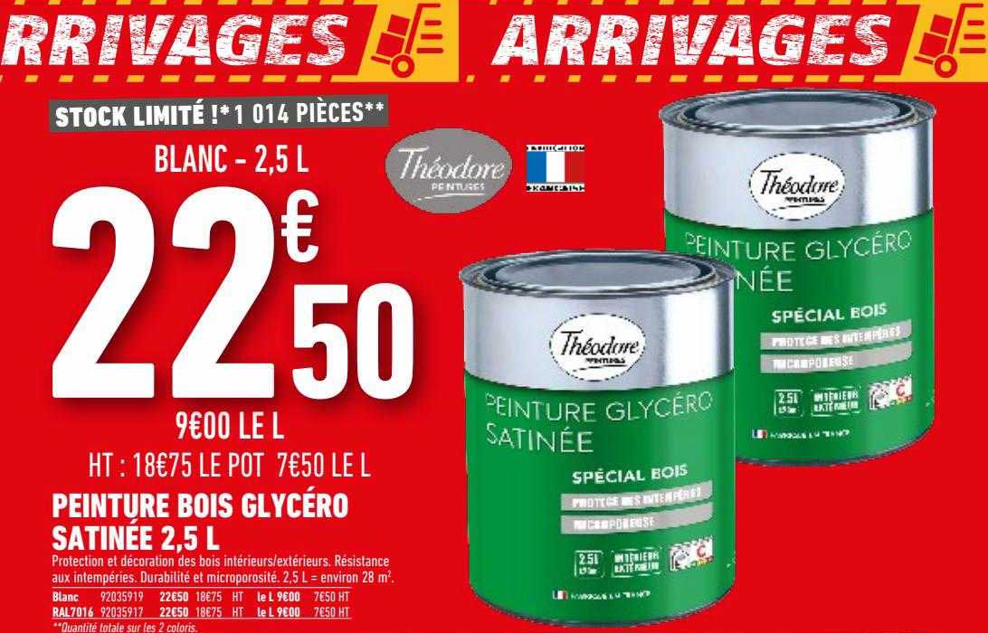 peinture bois glycéro satinée 2,5l théodore