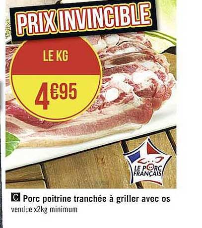 Porc Poitrine Tranchée à Griller Avec Os