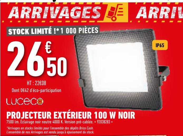 projecteur extérieur 100 w noir luceco