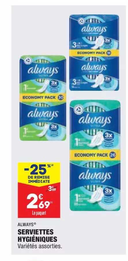 serviettes hygiéniques always