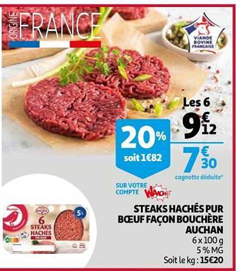 Steaks Hachés Pur Boeuf Façon Bouchère Auchan