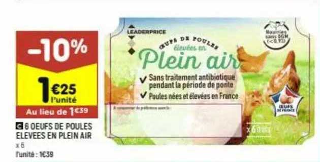 6 oeufs de poules élevées en plein air