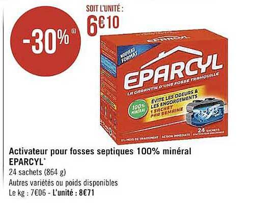activateur pour fosses septiques 100% minéral eparcyl