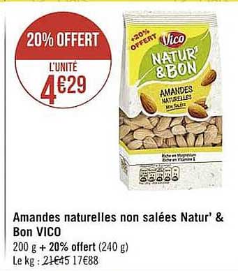 amandes naturelles non salées natur' & bon vico