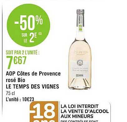aop côtes de provence rosé bio le temps des vignes
