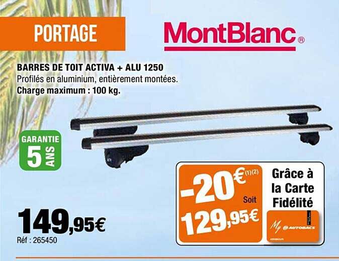 barres de toit activa + alu 1250 montblanc