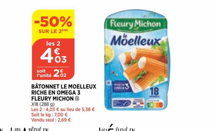 bâtonnet le moelleux riche en omega 3 fleury michon