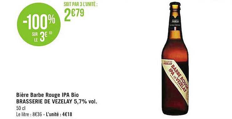bière barbe rouge ipa bio brasserie de vezelay 5,7% vol.