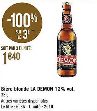 Bière Blonde La Demon 12% Vol