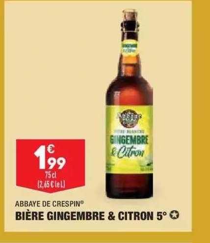 bière gingembre & citron 5° abbaye de crespin