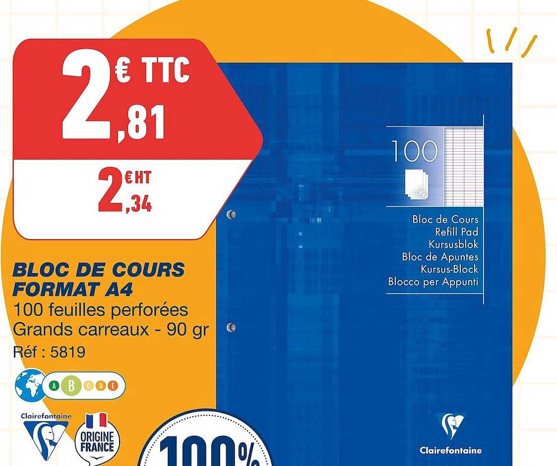 bloc de cours format a4